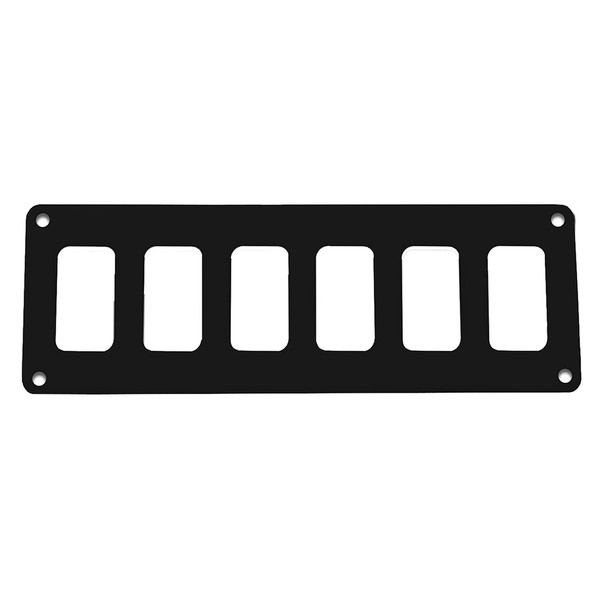 Pacer Switch Panel - 6 Switches, 1 Row, 8 x 2.75 Inches, Black Powder Coated Aluminum