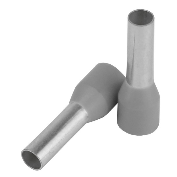 Pacer Grey 12 AWG Wire Ferrules, 10mm Length, 25 Pack