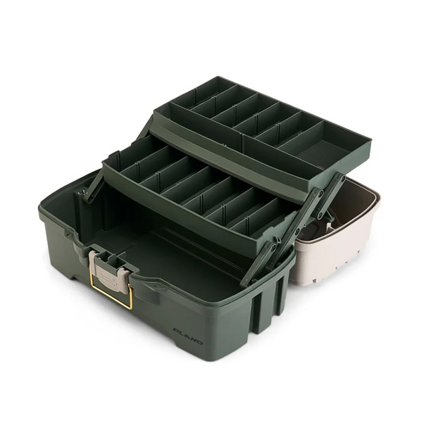 Plano Two-Tray Tackle Box in Green and Tan with Adjustable Compartments