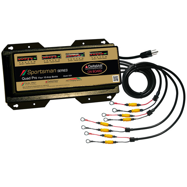 Dual Pro Sportsman Series 40A Battery Charger – 4-10A Banks – 12V to 48V Universal Marine and Automotive Charging System