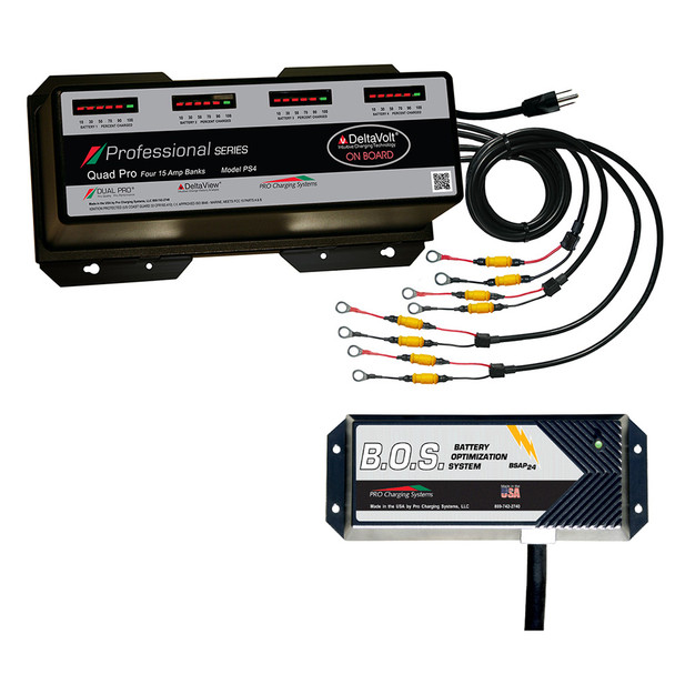 Dual Pro PS4 4 Bank Battery Charger with 2 Bank B.O.S. for Marine and Recreational Use