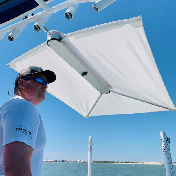 TACO Marine ShadeFin with White Fabric and Case – Portable Sun Shade for Boats