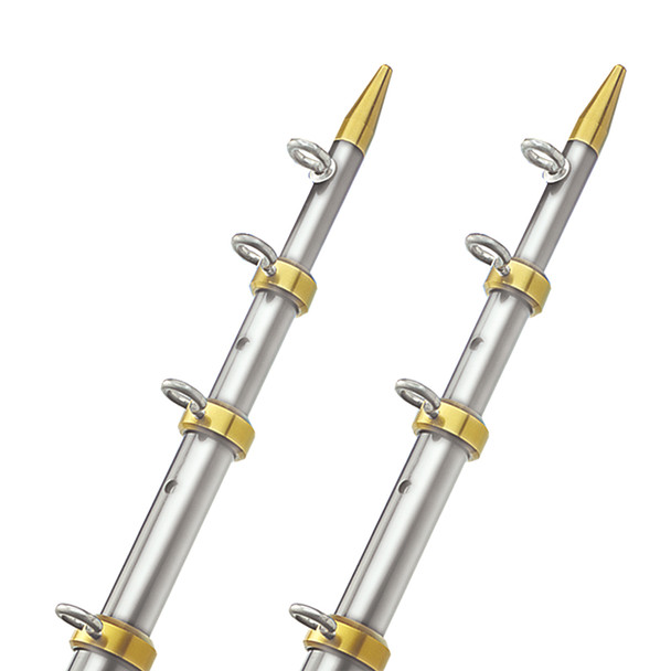 TACO Marine 18' Telescoping Outrigger Poles with 1-1/2" Diameter - Silver/Gold