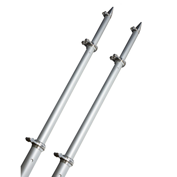 TACO Marine 18' Deluxe Outrigger Poles with Rollers - Silver/Silver