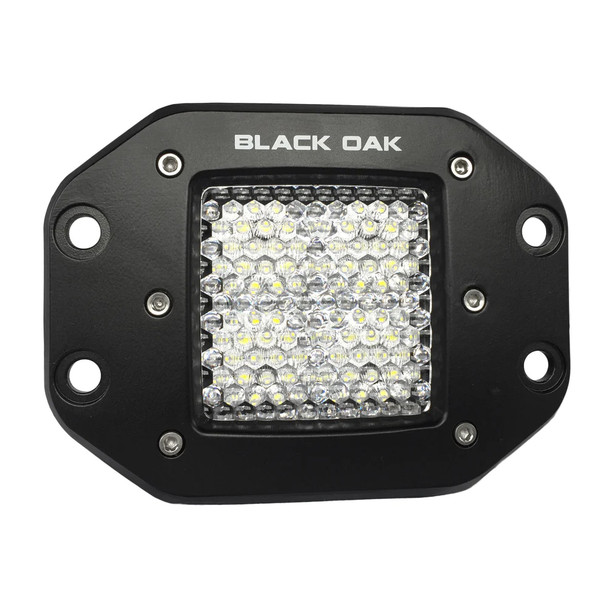 Black Oak LED 2-Inch Flush Mount LED Pod Light with Flood Optics - Pro Series 3.0 Black Housing