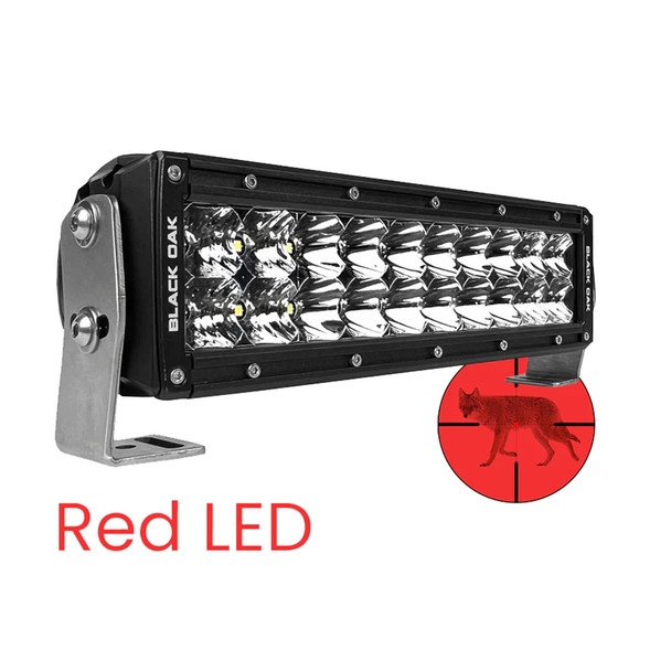 Black Oak LED 10-Inch Red Predator Hunting Light Bar - Pro Series 3.0 with Combo Optics and Black Housing