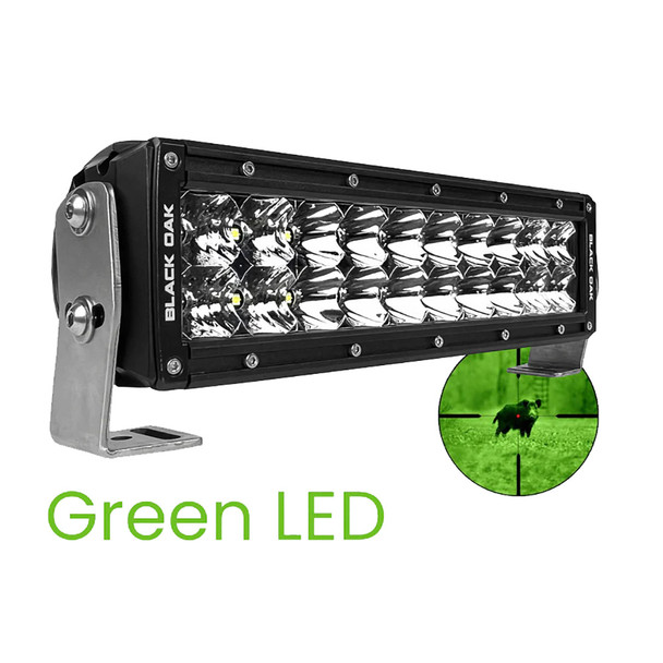 Black Oak LED 10-Inch Green Hog Hunting Light Bar - Pro Series 3.0 with Combo Optics and Black Housing