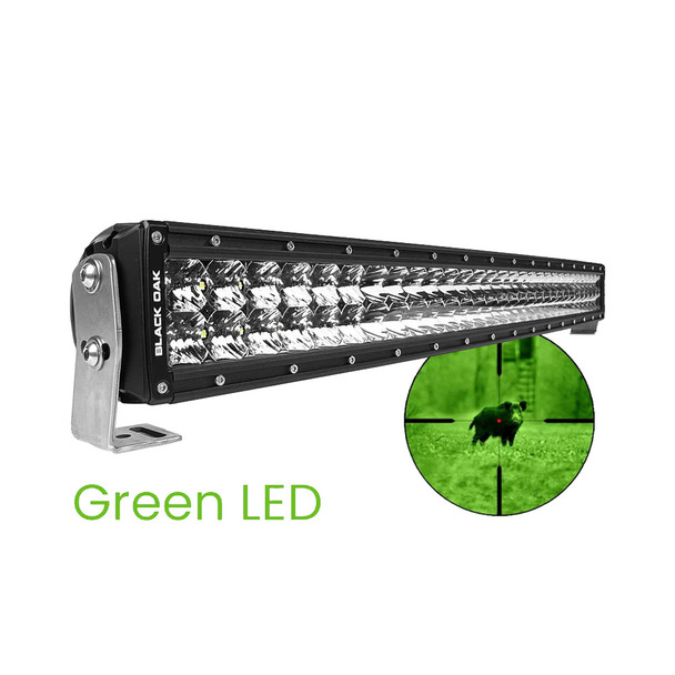 Black Oak LED 30-Inch Curved Double Row Green LED Hog Hunting Light Bar - Pro Series 3.0 with Combo Optics and Black Housing