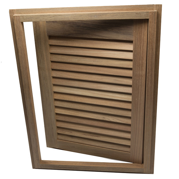 Whitecap Teak Louvered Door & Frame - Right Hand - 15 x 20 Inches, Part 60724