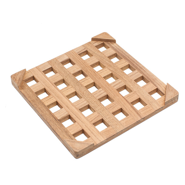 Whitecap Teak Large Square Trivet - 8 Inch, Oiled Finish for Kitchen & Dining Protection
