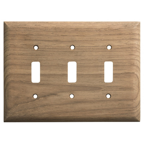 Whitecap Teak 3-Toggle Switch and Receptacle Cover Plate - Part 60179