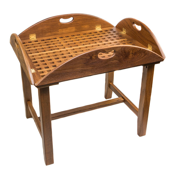 Whitecap Butler's Table - Teak with Folding Handles and Removable Serving Tray