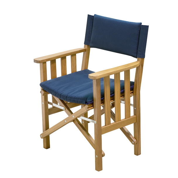 Whitecap Director's Chair II with Navy Cushion and Teak Frame