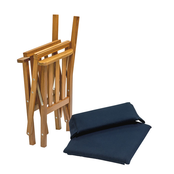 Whitecap Director's Chair II with Navy Cushion and Teak Frame
