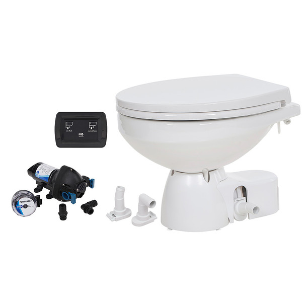 Jabsco Quiet Flush E2 24V Raw Water Marine Toilet with Soft Close Lid and Touch Sensor Control