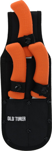 Old Timer 4-Piece Hunt Knife Set with Satin Finish Stainless Steel Blades and Orange POM Handles