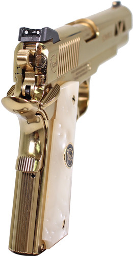 Iver Johnson Golden Eagle 45 ACP Semi-Auto Pistol with Polished PVD Finish and Adjustable Sights