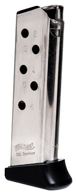 Walther Magazine PPK .380 Auto, Nickel Plated Steel, 6-Round Capacity