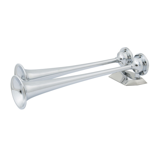 Marinco 12V Chrome Plated Dual Trumpet Air Horn - Powerful Marine & Vehicle Sound