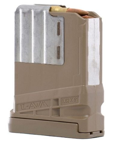 Lancer L7G205FDE SR-25 Magazine - 5 Rounds, Flat Dark Earth Polymer Construction for AR10 / SR25 in 308 Win