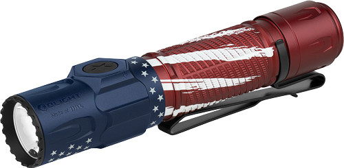 Olight Warrior Ultra 2500 Lumen Tactical Flashlight with Lithium-Ion Battery and Red, White & Blue Finish