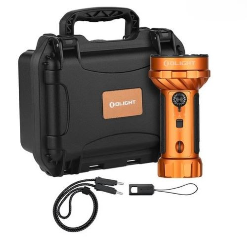 Olight Marauder Mini 2 Orange LED Flashlight with 10,000 Lumens and Rechargeable USB Battery