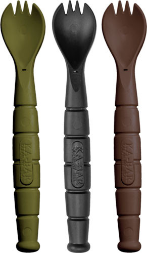 Ka-Bar Mil-Spec Spork and Knife Combo - Food Safe Polymer Design with Black and Brown Handles