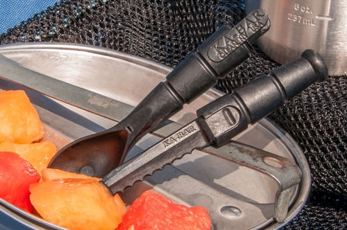 Ka-Bar Mil-Spec Spork and Knife Combo - Food Safe Polymer Design with Black and Brown Handles