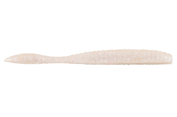 Berkley PowerBait MaxScent Flat Worm White Pearl 3.6" - High-Performance Soft Plastic Lure for Bass Fishing