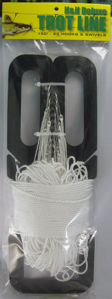 H&H Lure Trotline 150 ft with 25 Hooks - Durable Fishing Tackle