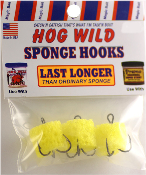 Magic Catfish Bait Magic Hog Wild Sponge Hooks #4 3-Pack