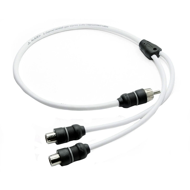JL Audio 2 Channel Marine Audio Y-Adaptor XMD-WHTAICY-1M2F with Male to Dual Female Jacks
