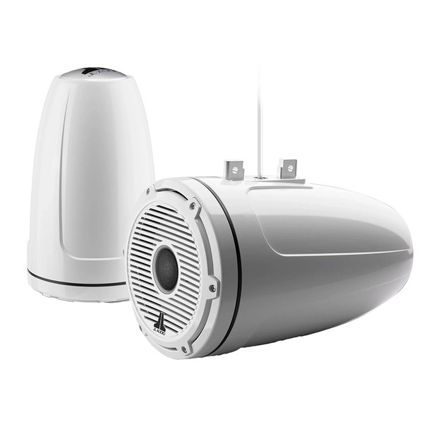 JL Audio M6 Series 8.8-Inch Enclosed Tower Coaxial System with White Gloss Grille and Silk Dome Tweeters
