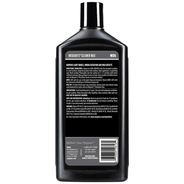 Meguiar's M6 Mirror Glaze Cleaner Wax - 16oz for All Paint Finishes