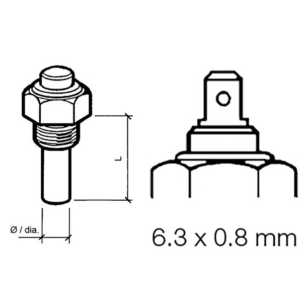 Veratron Engine Oil Temperature Sensor - Single Pole, Common Ground, 50-150°C (120-300°F), 6/24V, M14 x 1.5 Thread