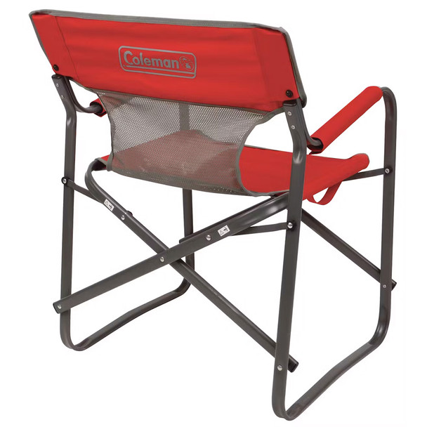 Coleman Outpost Breeze Deck Chair in Red – Comfortable Steel Frame Lounge with Mesh Back