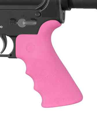Hogue AR-15 Beavertail Grip in Pink with Finger Grooves – Rubber Material, Model 15027