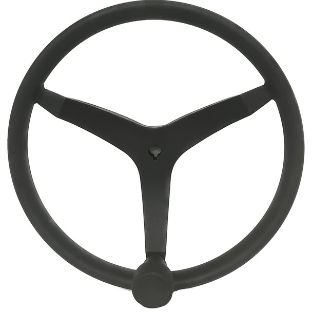 Uflex USA V46 13.5-inch Stainless Steel Steering Wheel with Speed Knob - Black