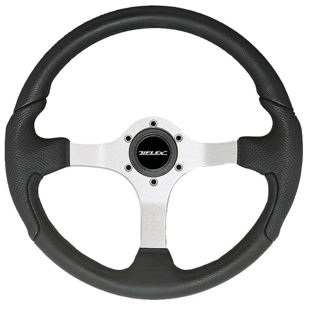 Uflex USA Nisida Steering Wheel 13.8-inch Black Polyurethane Grip with Aluminum Spokes