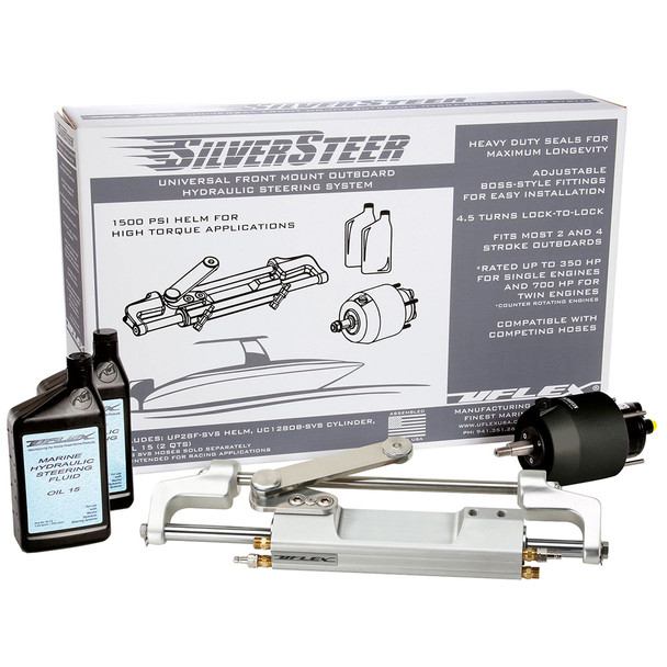 Uflex USA SilverSteer Front Mount Outboard Hydraulic Steering System with UC130-SVS-1 Cylinder