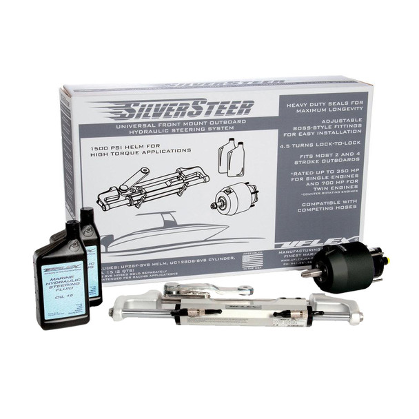 Uflex USA SilverSteer Universal Front Mount Outboard Hydraulic Steering System with UC128-SVS-1 Cylinder