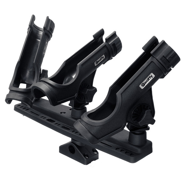 Scotty Triple Rod Holder with 3 Power Lock Rod Holders and Built-in Accessory Rack