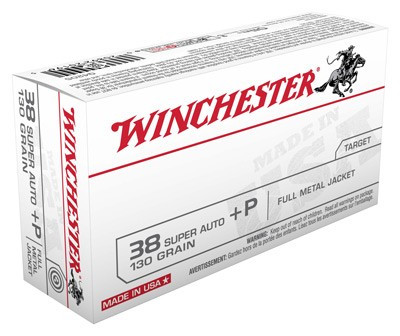 Winchester .38 Super Auto +P 130-Grain FMJ Ammunition - Reliable Performance for Range and Target Shooting