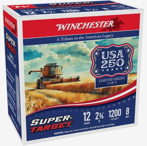 Winchester Ammunition Target 12 Gauge 2.75 inch Shells – 250th Commemorative, #8 Lead Shot