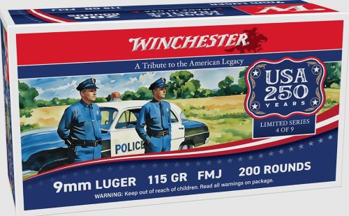 Winchester Ammunition USA 9mm Luger 115-Grain Full Metal Jacketed Cartridges (200 Rounds per Box)
