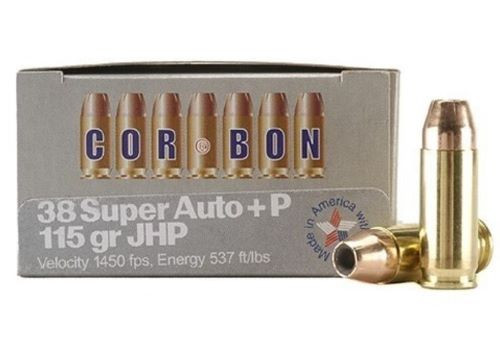 Cor-Bon 38 Super + P 115 Grain Jacketed Hollow Point Ammunition
