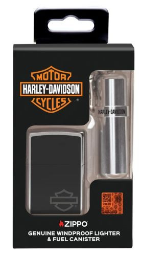ZIPPO Windproof Lighter Harley Davidson with Fuel Canister Set - Classic Motorcycle Design