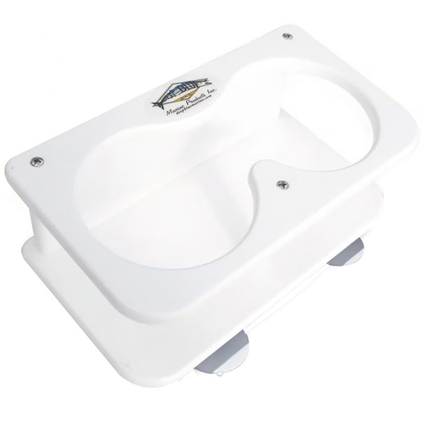 Deep Blue Marine Double Drink Holder with Suction Cups - Versatile Marine-Grade Beverage and Binocular Mount