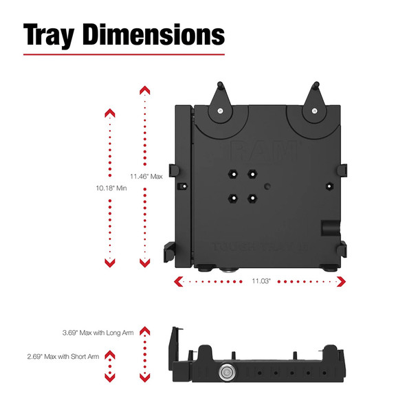RAM Mounting Systems RAM-VB-186ST1-SW3 No-Drill Laptop Mount for 2019-2025 Ram 1500 Pickup Trucks (5th Gen)