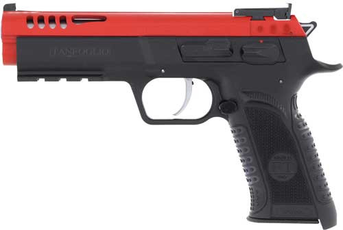 Tanfoglio Force 22LR 4.4-inch Semi-Auto Pistol with Red Steel Slide and Polymer Frame